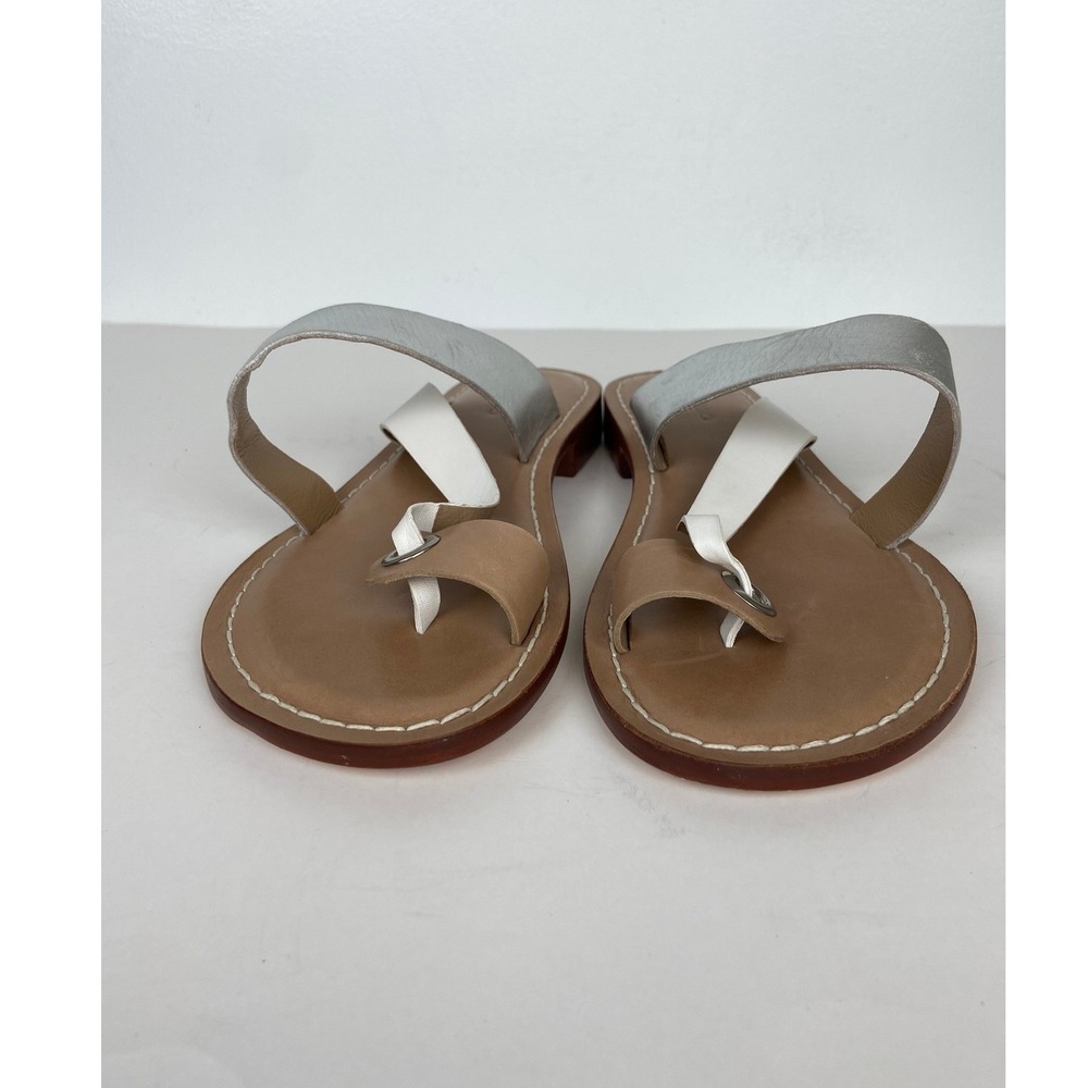 Bernardo Tia Women' Leather Sandals Size 10M Thong Toe Loop Metallic Silver Boho - Picture 5 of 10